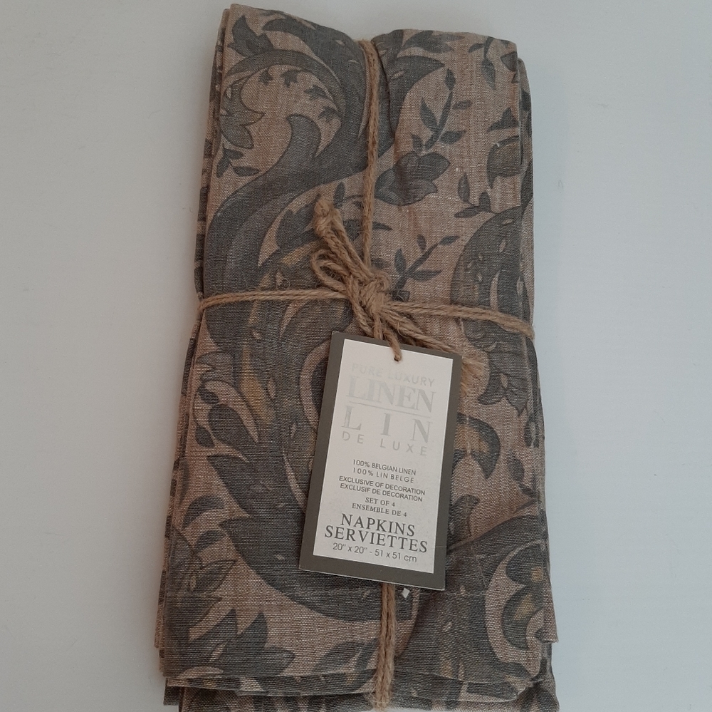 Pure Luxury Linen 100% Belgian Linen Patterned Napkins